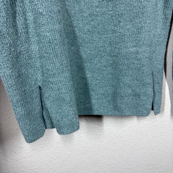 Lululemon 4 Crew Neck Sweater Green Merino Wool Cotton Blend Ribbed Long Sleeves - Picture 5 of 8